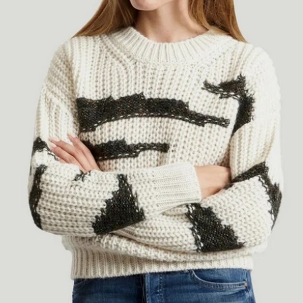 Ba&sh Cacilie Two Tone Chunky Knit Sweater Size 4 Pullover Wool Alpaca Blend